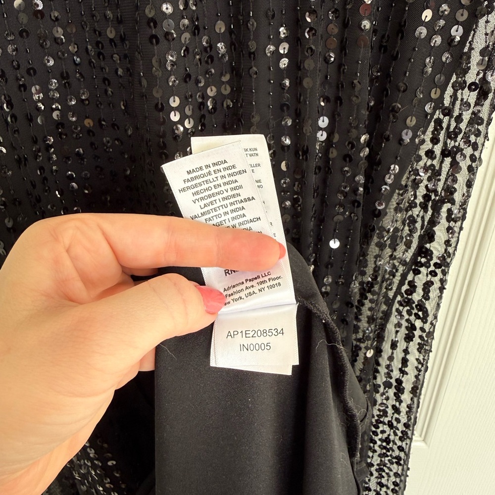 Adrianna Papell Tuxedo Sequin Gown Black Tie Size 10 - Picture 8 of 8